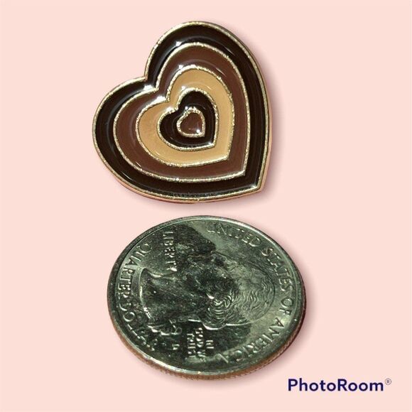 Brown Coffee Neutral Colors Heart Enamel Pin - Picture 3 of 4
